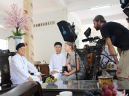 FRENCH-GERMAN ARTE TV FILMING CREW VISIT TO CAO DAI TAY NINH HOLY SEE